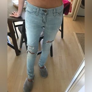 Current / Elliott Low Rise The Skinny Jeans in Trash Wash Destroy